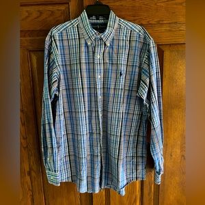 Ralph Lauren Long Sleeve Button Down - Blue White Orange Plaid- Men’s Large (72)